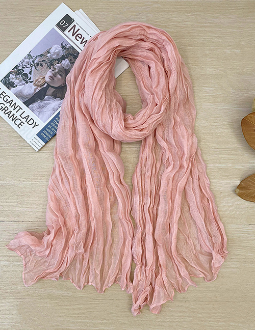 Fashion 3# (regular) Cotton And Linen Pleated Solid Color Scarf