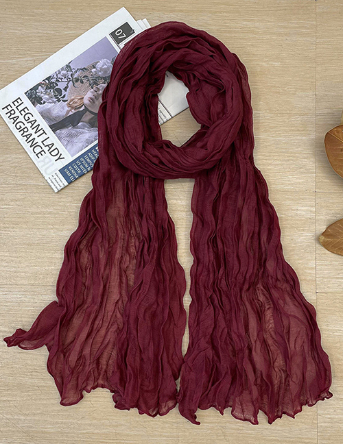 Fashion 6# (regular) Cotton And Linen Pleated Solid Color Scarf