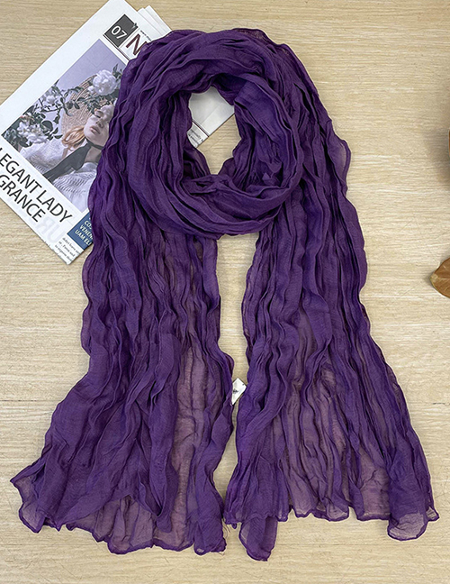 Fashion 11# (regular) Cotton And Linen Pleated Solid Color Scarf