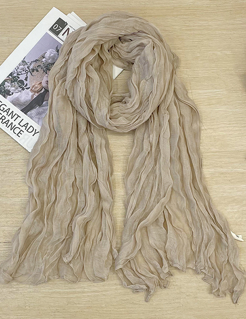 Fashion 12# (regular) Cotton And Linen Pleated Solid Color Scarf