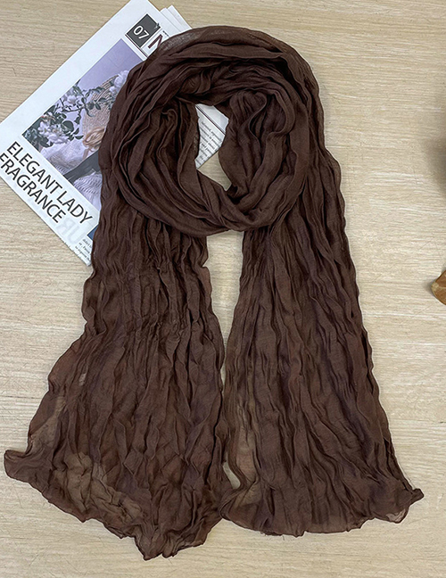 Fashion 14# (regular) Cotton And Linen Pleated Solid Color Scarf