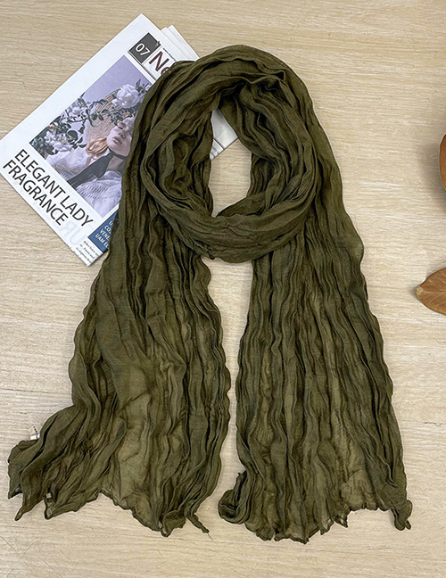 Fashion 16# (regular) Cotton And Linen Pleated Solid Color Scarf
