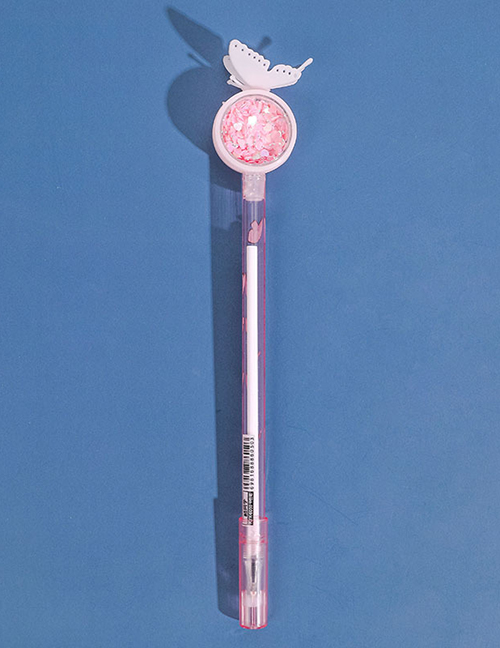 Fashion Pink Plastic Butterfly Glitter Gel Pen