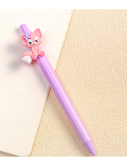 Fashion Purple Rod - Sitting Fox Plastic Cartoon Fox Presses Gel Pen