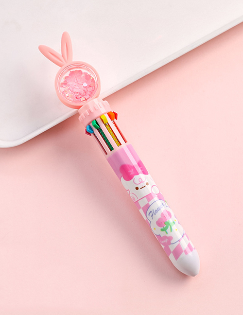 Fashion Flowers Rabbit Cartoon Sequin Rabbit Ten Color Press Ballpoint Pen
