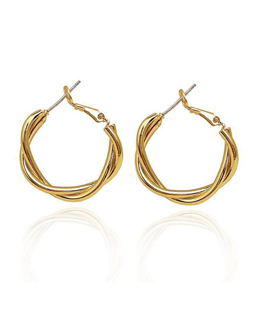 Fashion Gold Metal Geometric Twist Earrings