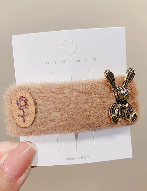 Fashion 19# Flower Label + Alloy Rabbit Alloy Rabbit Label Plush Hair Clip