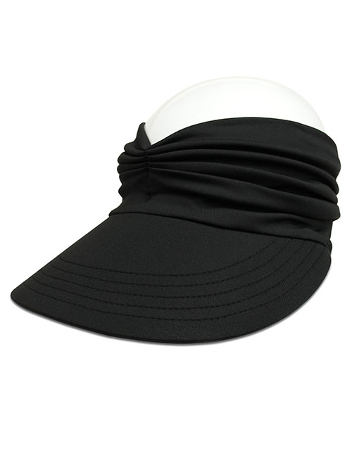 Fashion #3 Black Cotton Polyester Pleated Wide Brim Sun Hat