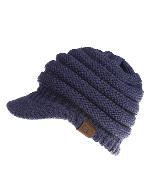 Fashion Navy Blue Acrylic Knit Label Baseball Cap