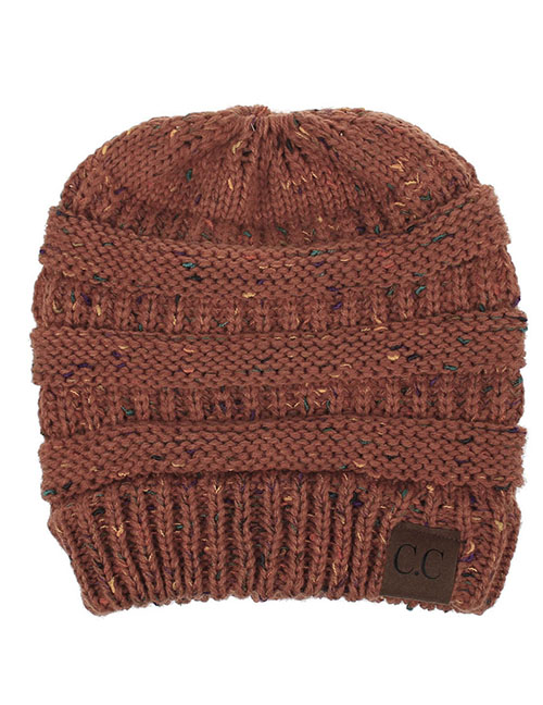 Fashion Rust Red Heather Knit Label Beanie