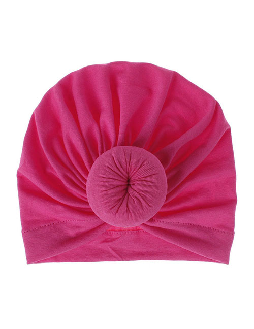 Fashion #7 Rose Red Cotton Polyester Knotted Pleated Beanie Hat