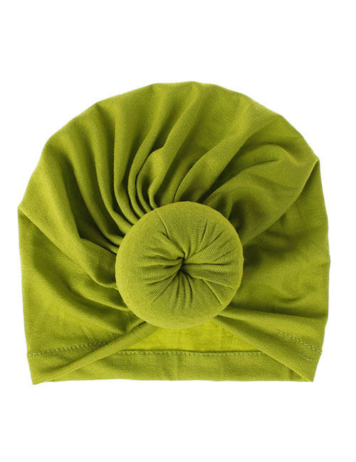 Fashion #14 Fruit Green Cotton Polyester Knotted Pleated Beanie Hat