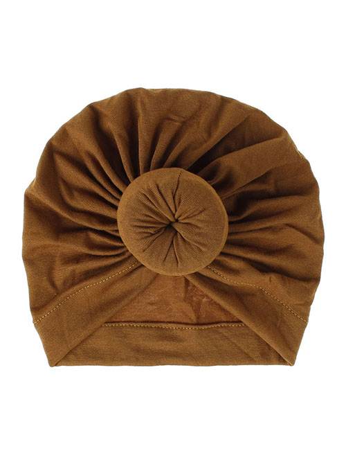 Fashion #17 Caramel Cotton Polyester Knotted Pleated Beanie Hat