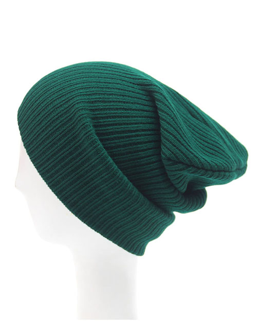 Fashion Dark Green Solid Color Knitted Beanie