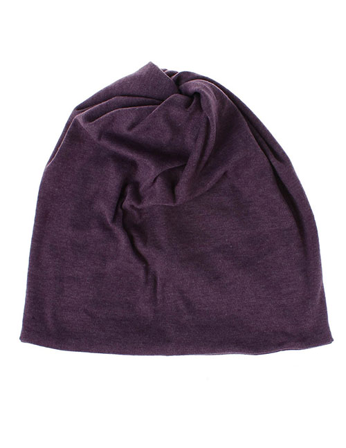 Fashion #12 Purple White Blended Knit Ponytail Hex Hat