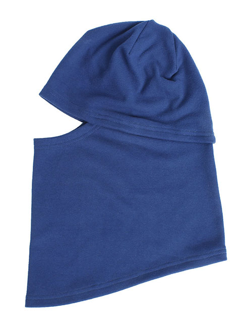 Fashion #4 Sapphire Blue Polyester Solid Color Beanie One Piece Neckerchief