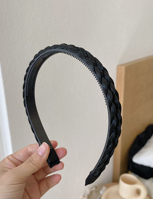 Fashion Double Braid Black Geometric Artificial Wig Braided Herringbone Headband