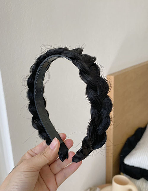 Fashion Natural Black Geometric Artificial Wig Braided Herringbone Headband