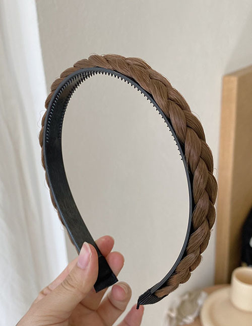 Fashion Single Braided Khaki Geometric Artificial Wig Braided Herringbone Headband