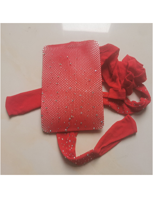 Fashion Big Red Velvet Diamond Fishnet Stockings
