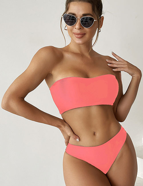 Fashion Pink Solid Color Cutout Wrap Bust One Piece Swimsuit