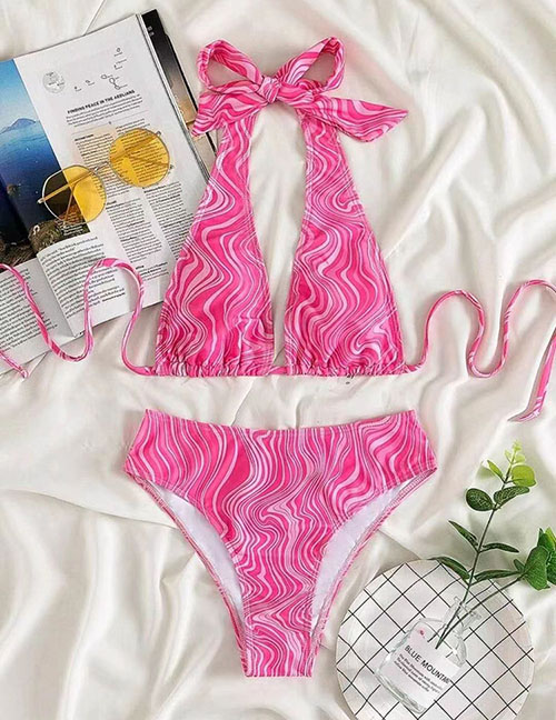 Fashion Rose Red Polyester Print One-piece Swimsuit