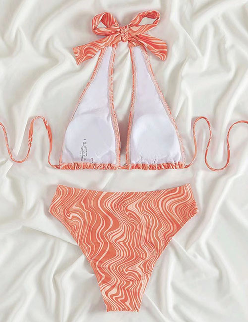 Fashion Orange Polyester Print One-piece Swimsuit