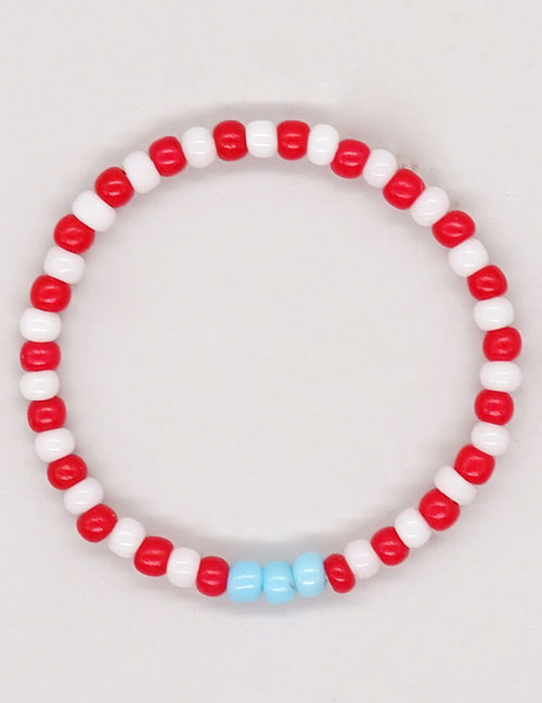 Fashion Red And White Colorful Rice Bead Beaded Ring