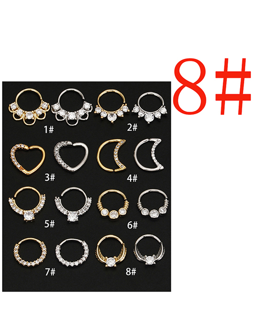 Fashion 8# Silver Copper And Diamond Geometric Round Pierced Stud Earrings