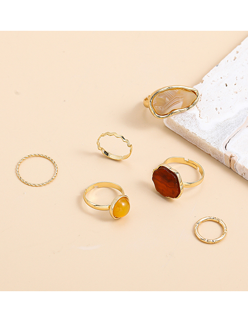 Fashion Gold Alloy Geometric Irregular Ring Set