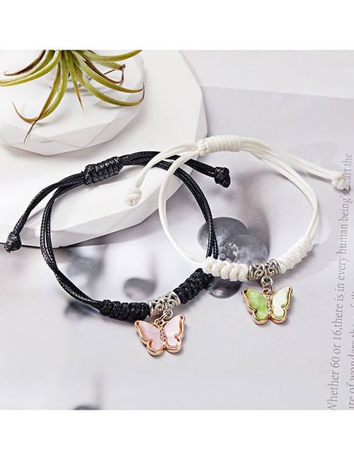 Fashion Black And White 8# Shell Butterfly Nights Light Bracelet Set