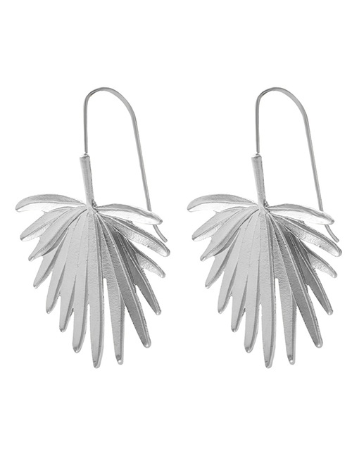 Fashion #2 Silver Metal Irregular Geometric Leaf Flower Pendant Earrings