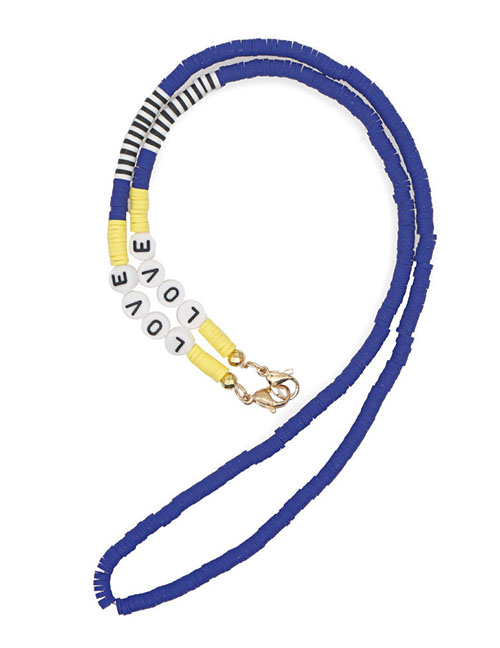 Fashion Navy Blue 4mm Soft Pottery Letter Anti -loss Glasses Chain Bracelet