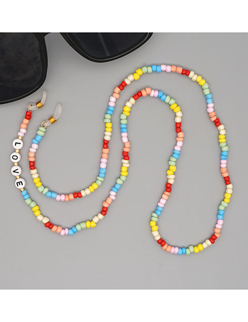 Fashion Color 3# Contrasting Rice Pearl Letter Necklace Glasses Chain