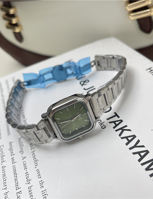 Fashion Silver With Green Surface Alloy Square Dial Watch (with Electronics)