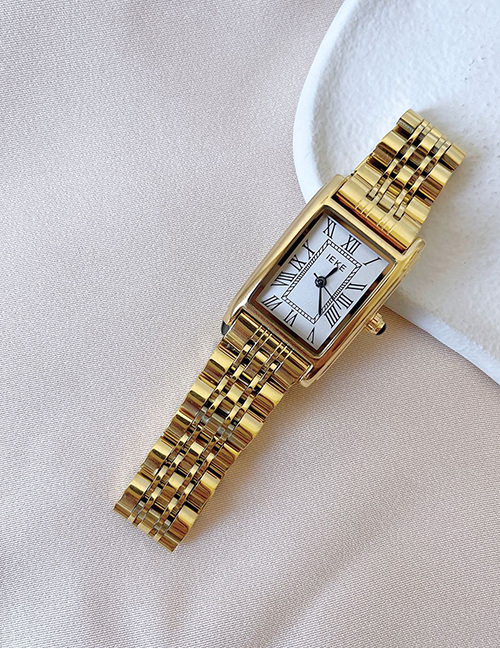 Fashion Gold Metal Square Dial Watch (with Electronics)