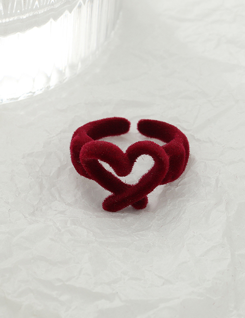 Fashion Ring Rz0781hongse Flocked Heart C-shaped Earrings