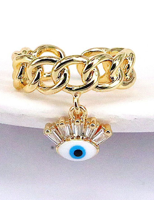 Fashion 3# Brass Diamond Eye Chain Ring