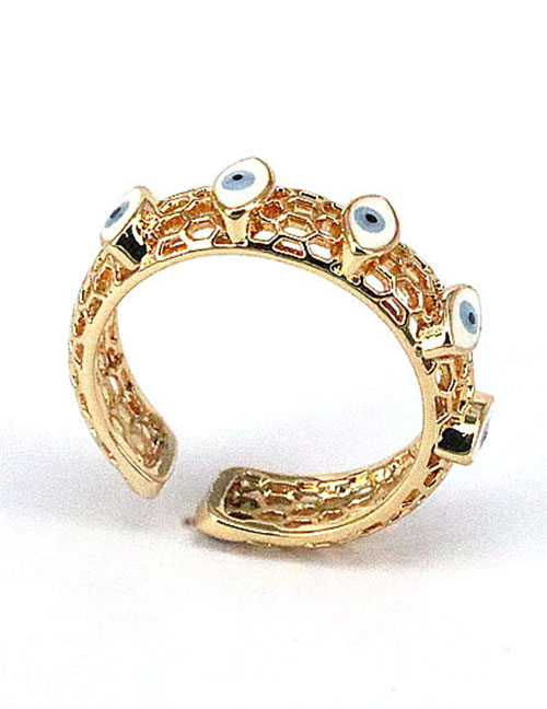 Fashion White Brass Oil Drop Eye Pierced Open Ring