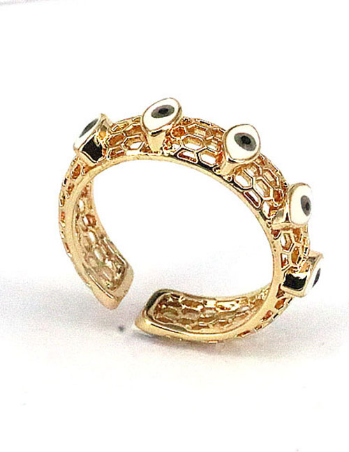 Fashion Black Brass Oil Drop Eye Pierced Open Ring