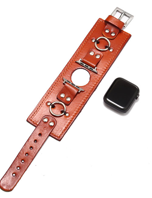 Fashion Brown 38/40mm Leather Geometric Watch Strap