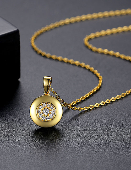 Fashion Gold Zirconia Geometric Circle Necklace In Copper