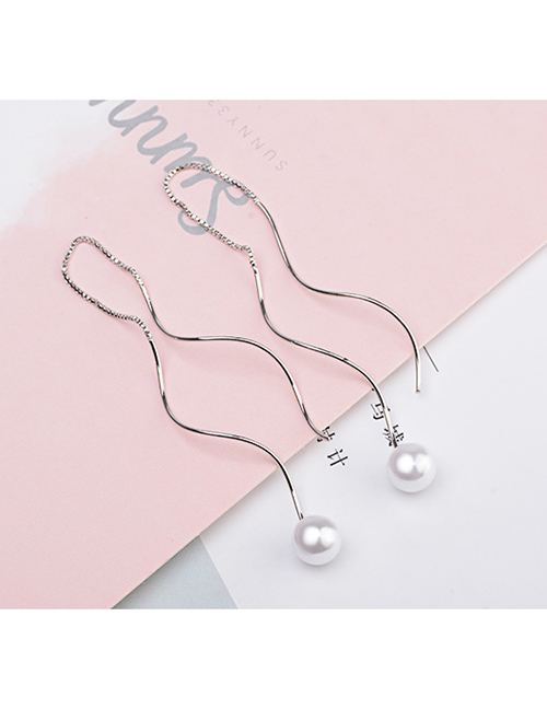 Fashion Imitation Pearls Pure Copper Pearl Tassel Ear Wire