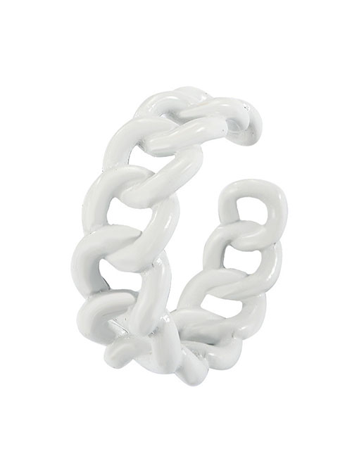 Fashion White Alloy Hollow Chain Open Ring