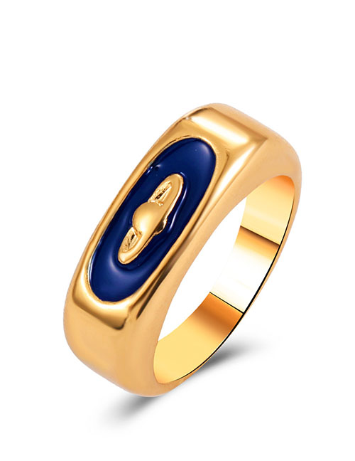 Fashion Blue Alloy Geometric Drip Ring