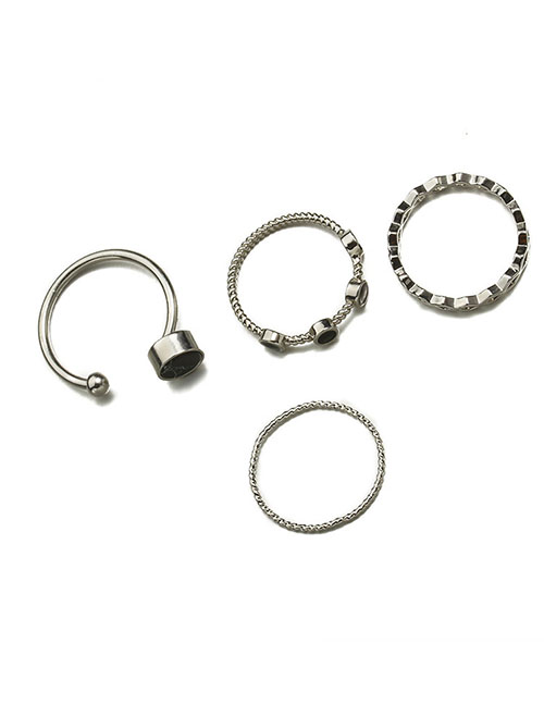 Fashion Silver Alloy Geometric Split Ring Set