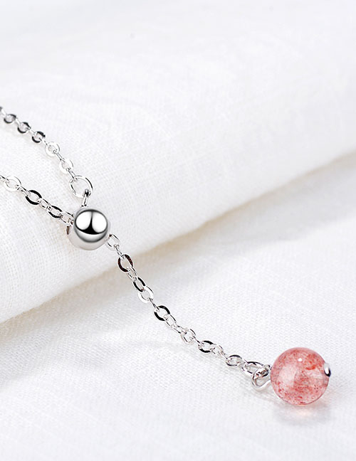 Fashion Strawberry Crystal Geometric Bead Strawberry Crystal Y Necklace