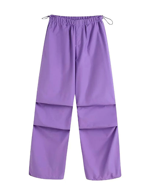 Fashion Purple Woven Layered Waist Trousers