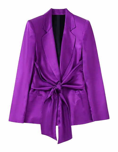 Fashion Purple Lapel Lapel Woven Blazer