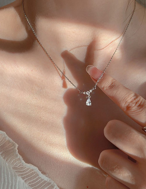 Fashion 4# Alloy Diamond Drop Necklace